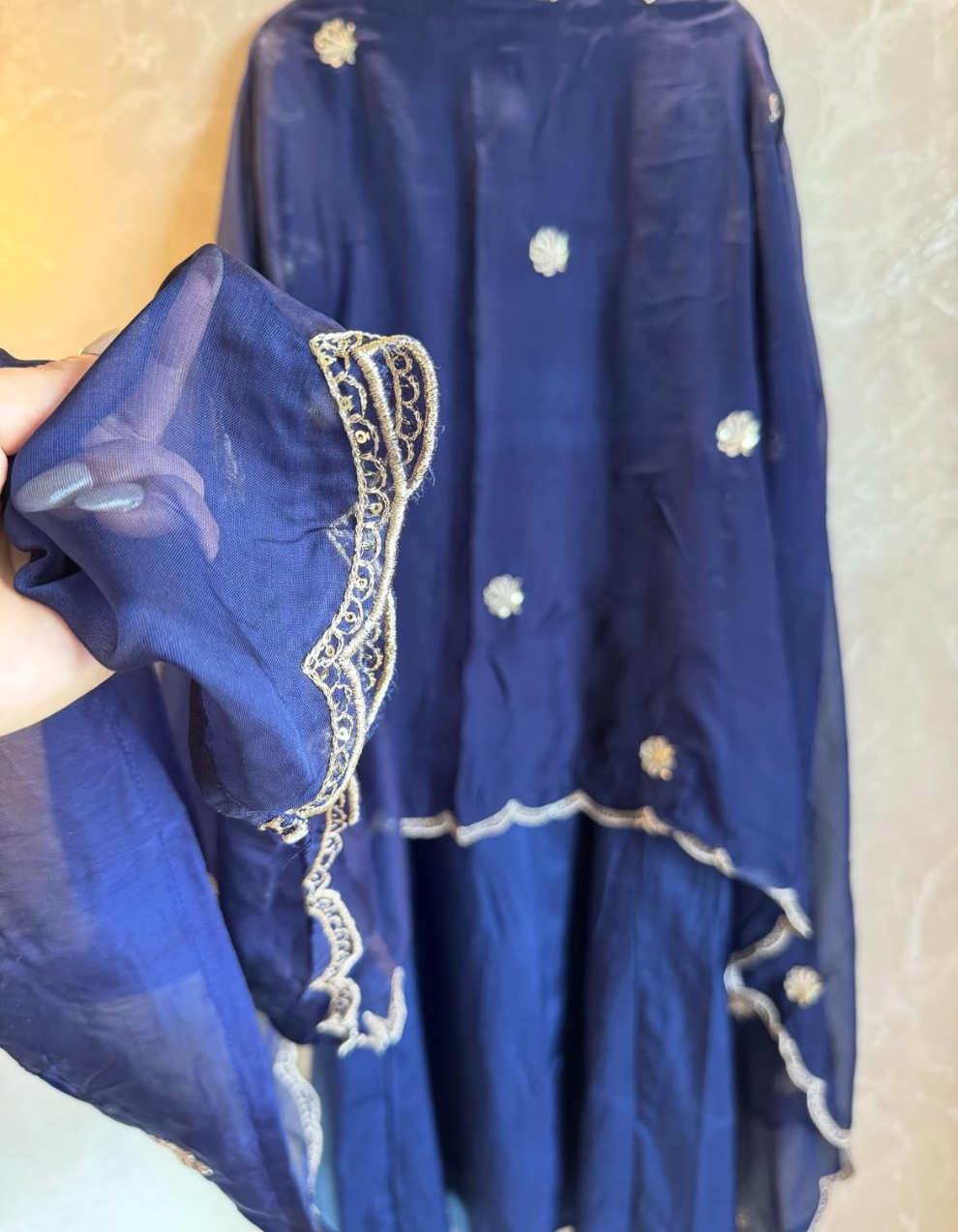 💙 Royal Azure Grace – Premium Gown Style 3 Piece 💙কোড-A4