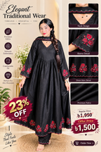 Noir Blossom — Premium Embroidered 3-Piece