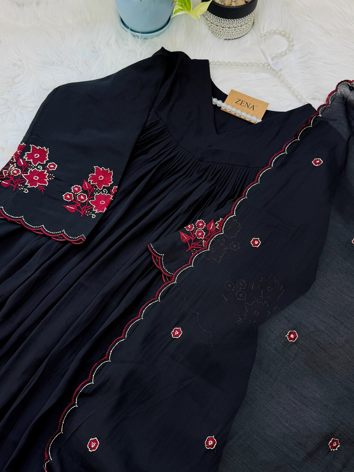 Noir Blossom — Premium Embroidered 3-Piece কোড-G1