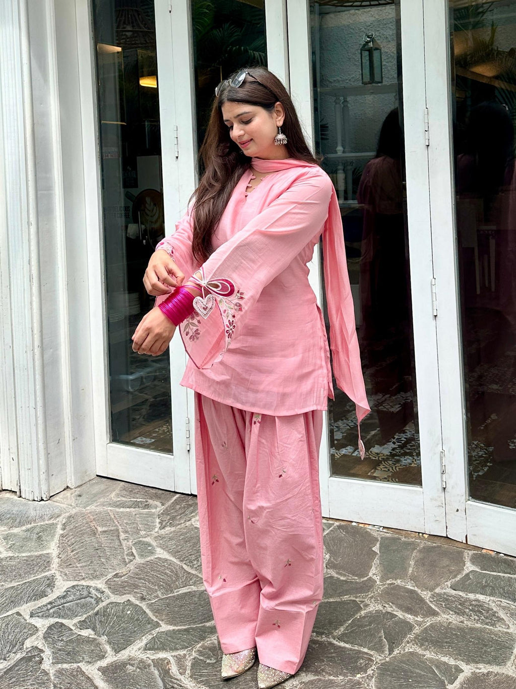 Heart Pink Farsi Salwar Set কোড-A2
